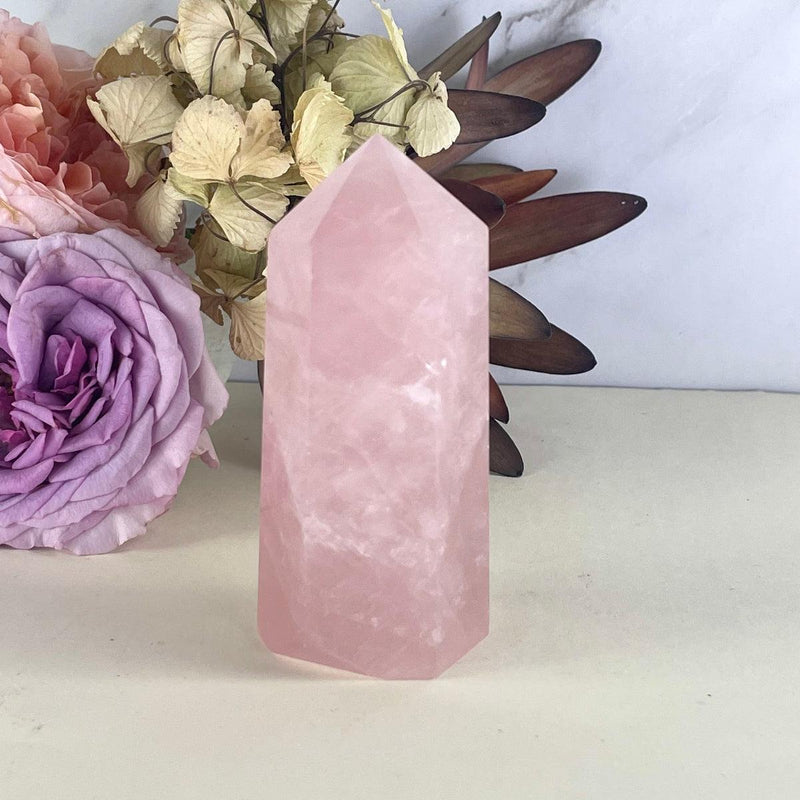 Rose Quartz Crystal Tower