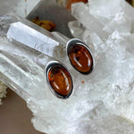 Oval Amber Silver Studs