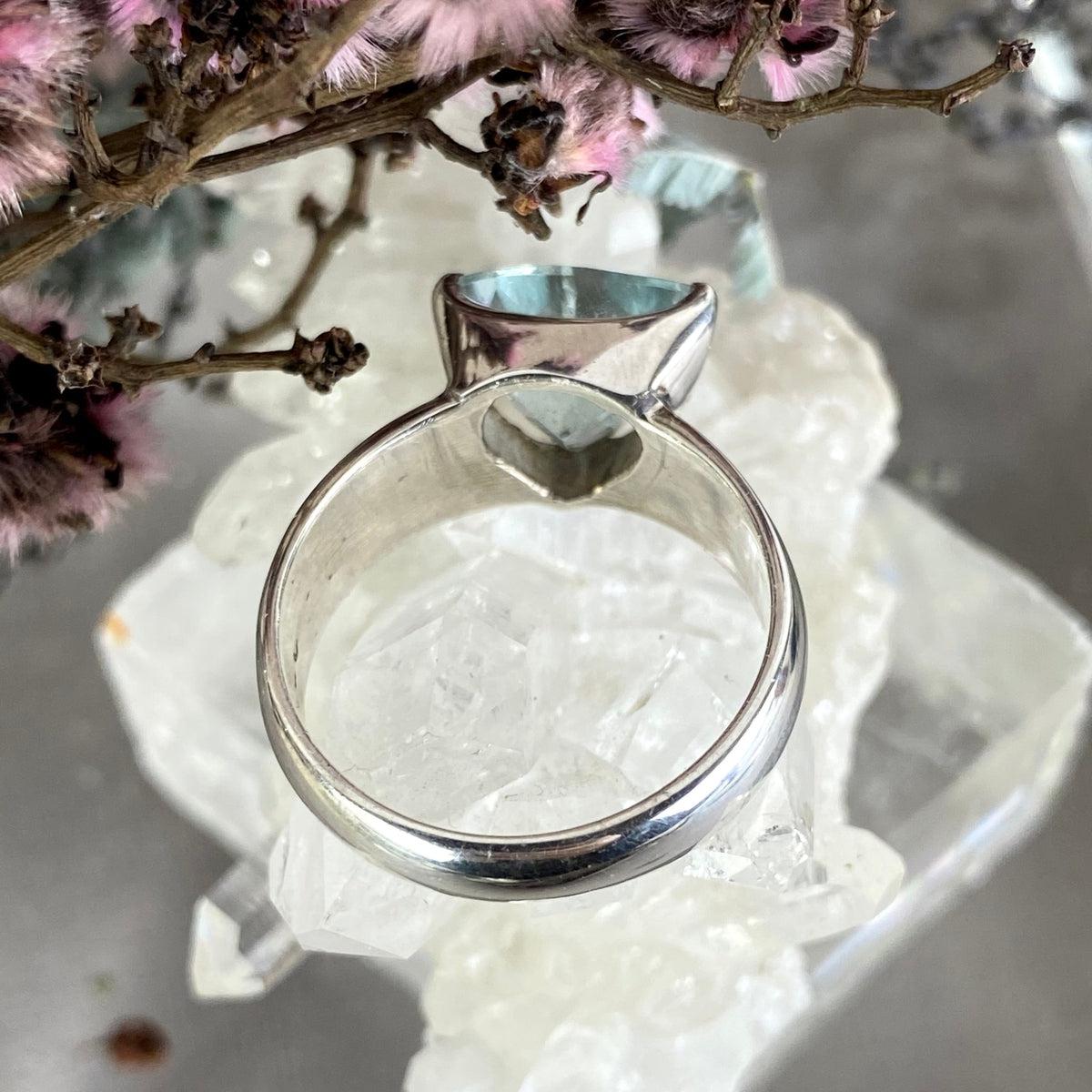 Aquamarine Trillion Cut Ring