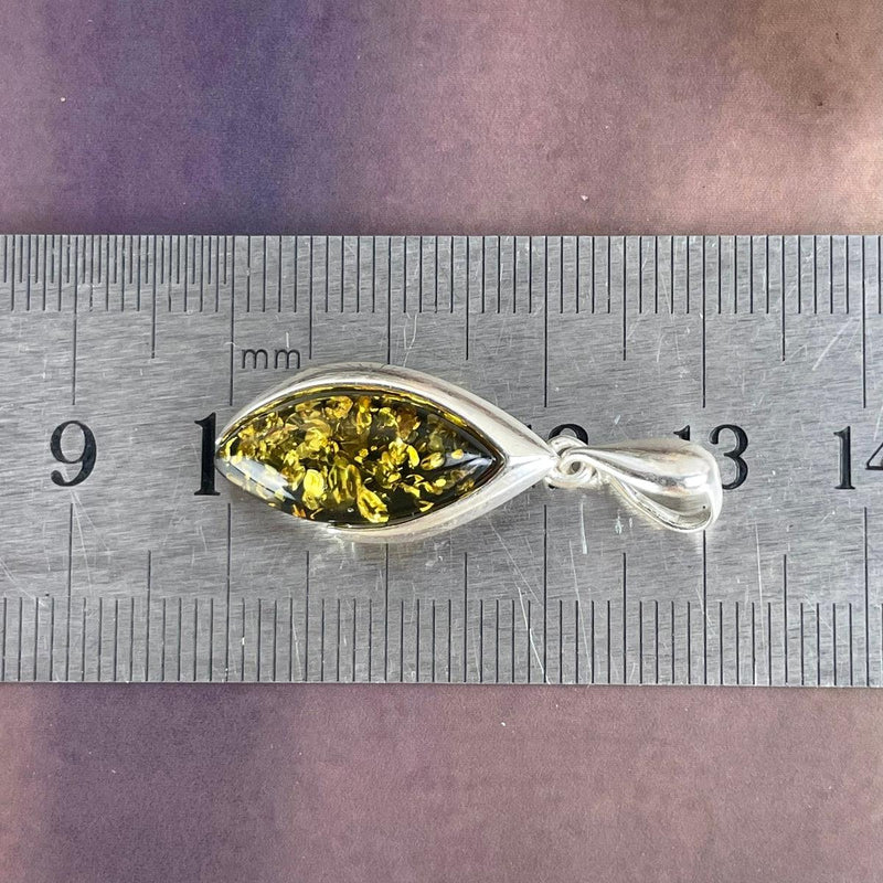 Small Amber Silver Pendant