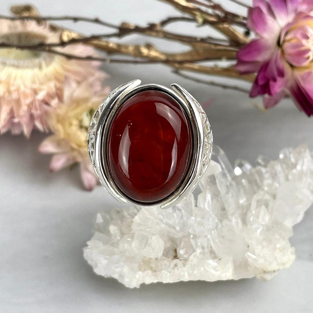 Rich Amber Silver Ring