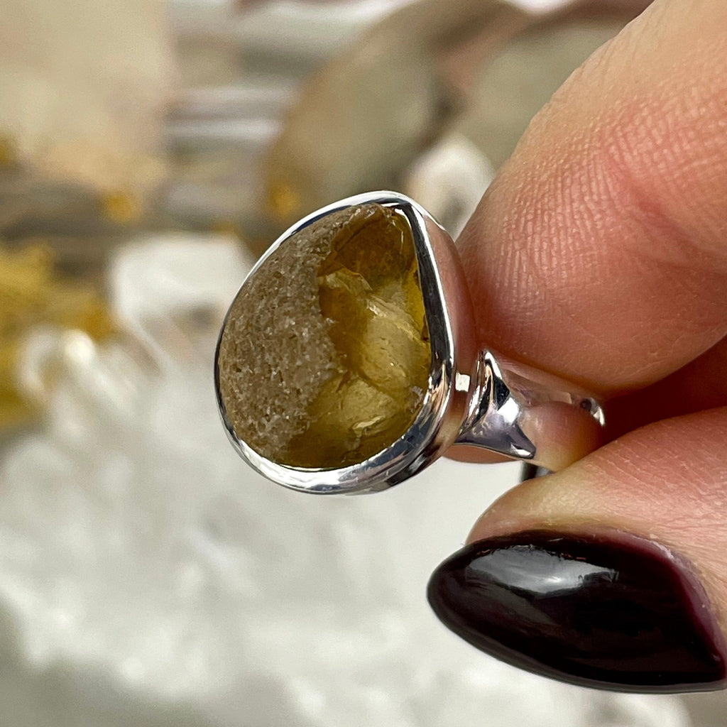 Uncut Citrine Silver Ring