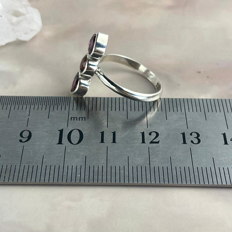 Triple Stone Garnet Ring