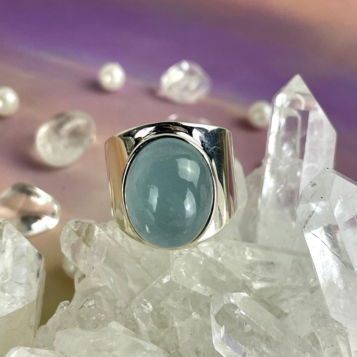 Aquamarine Wide Band Ring