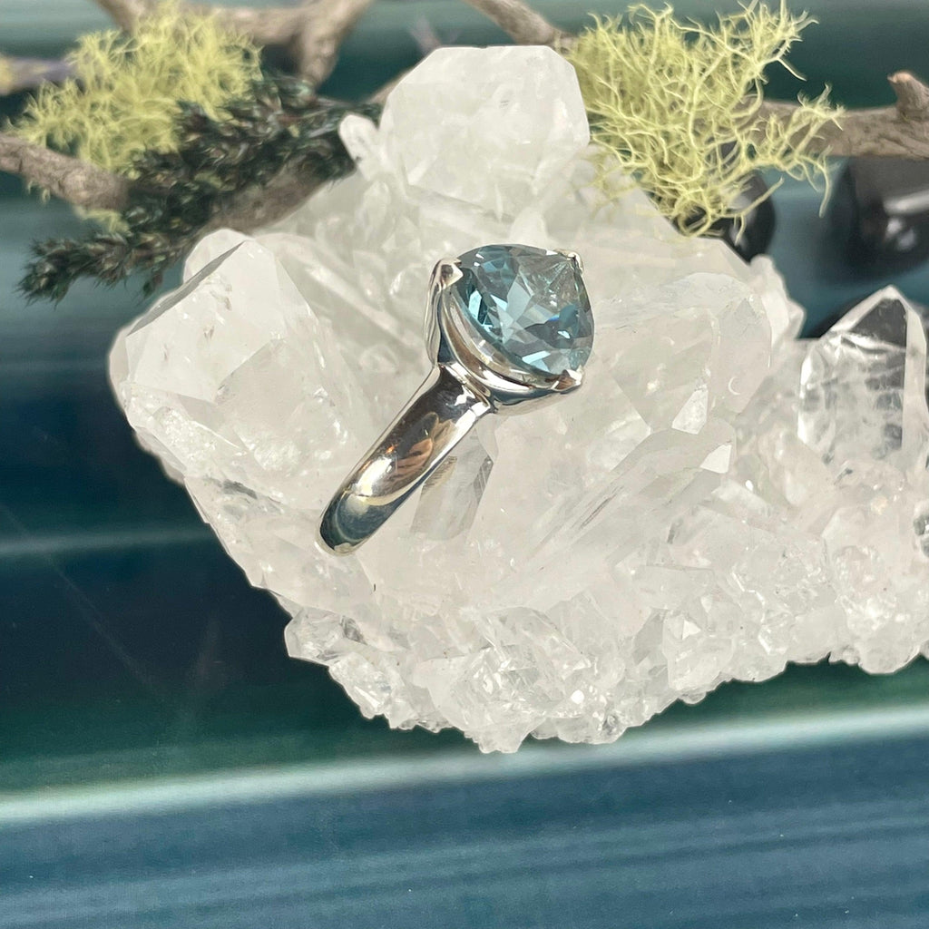 Trillion Shape Blue Topaz Ring