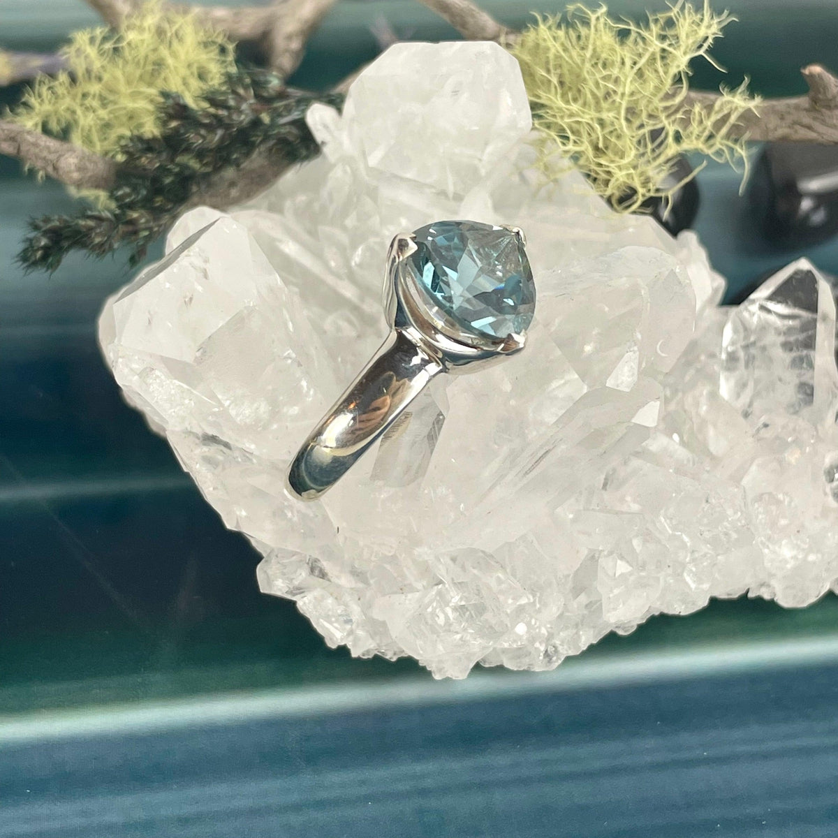 Trillion Shape Blue Topaz Ring