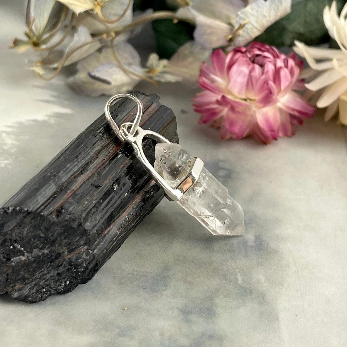 Tibetan Quartz Raw Small Double Terminated Point Pendant