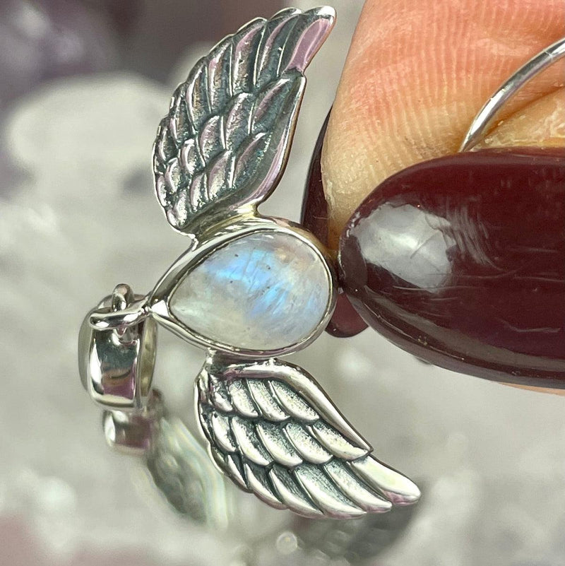 Moonstone And Angel Wing Earrings