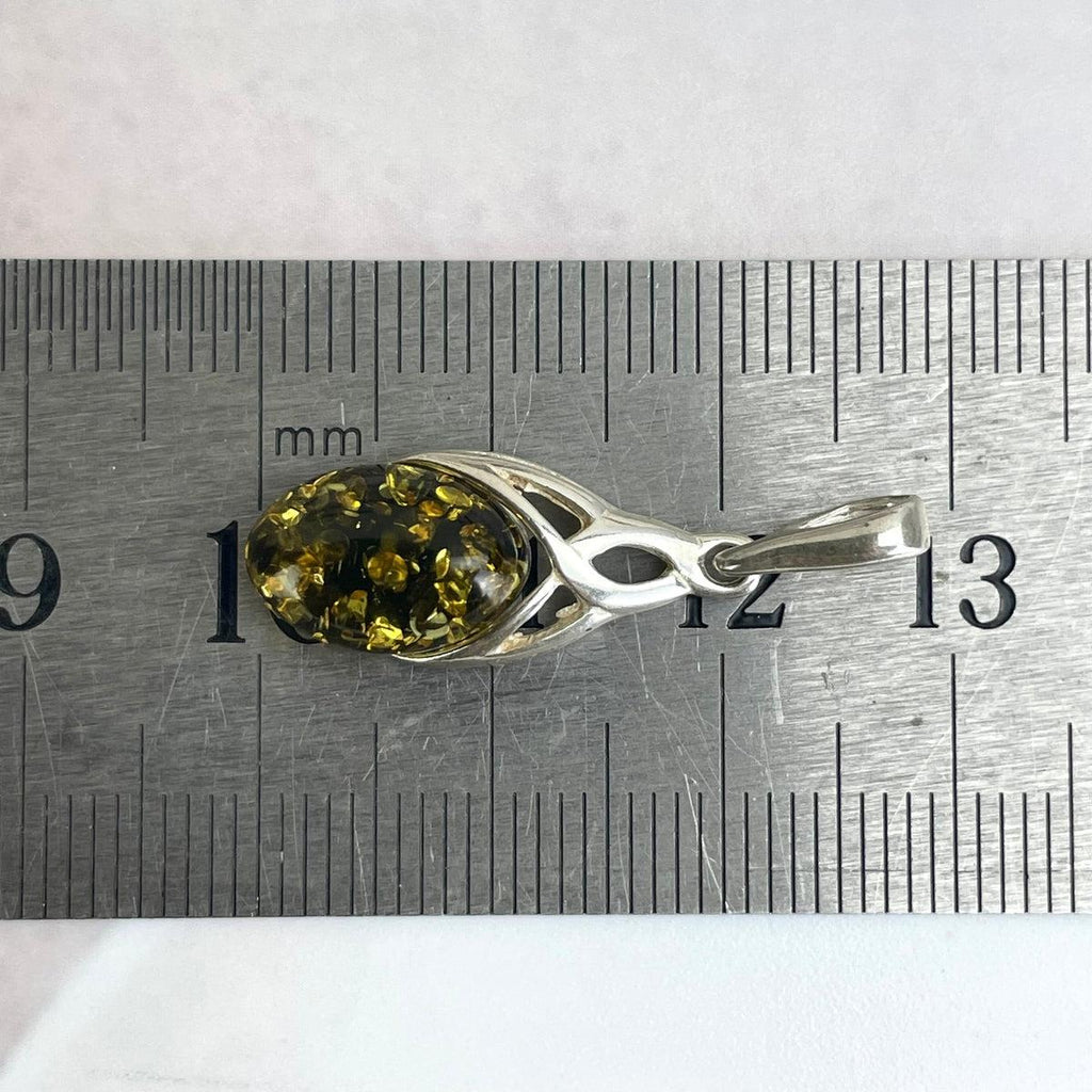 Oval Amber Silver Pendant