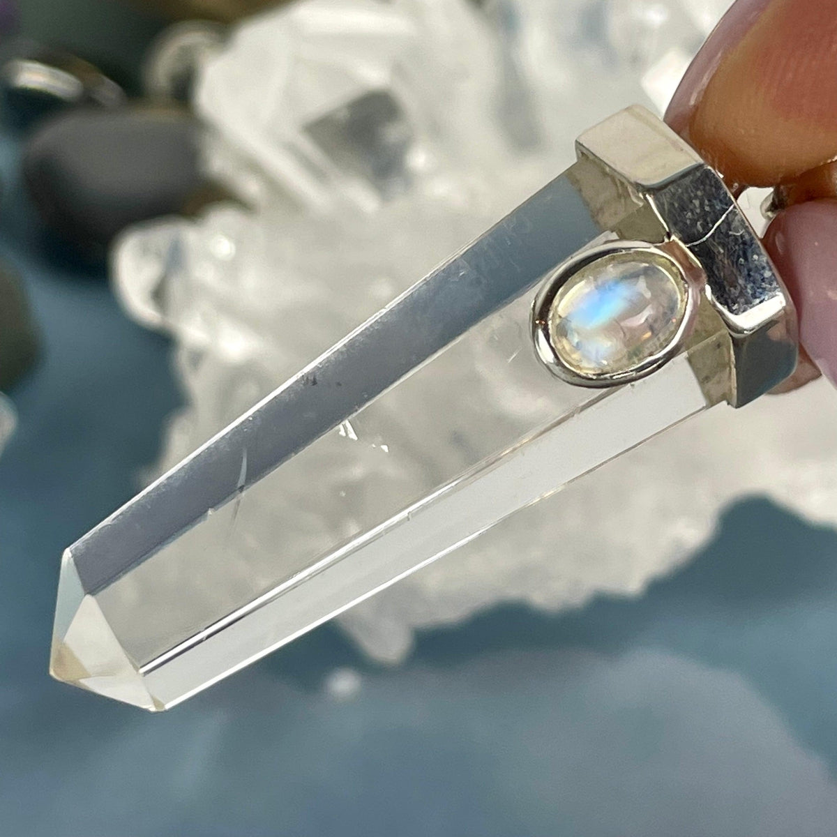 Clear Quartz With Moonstone Necklace