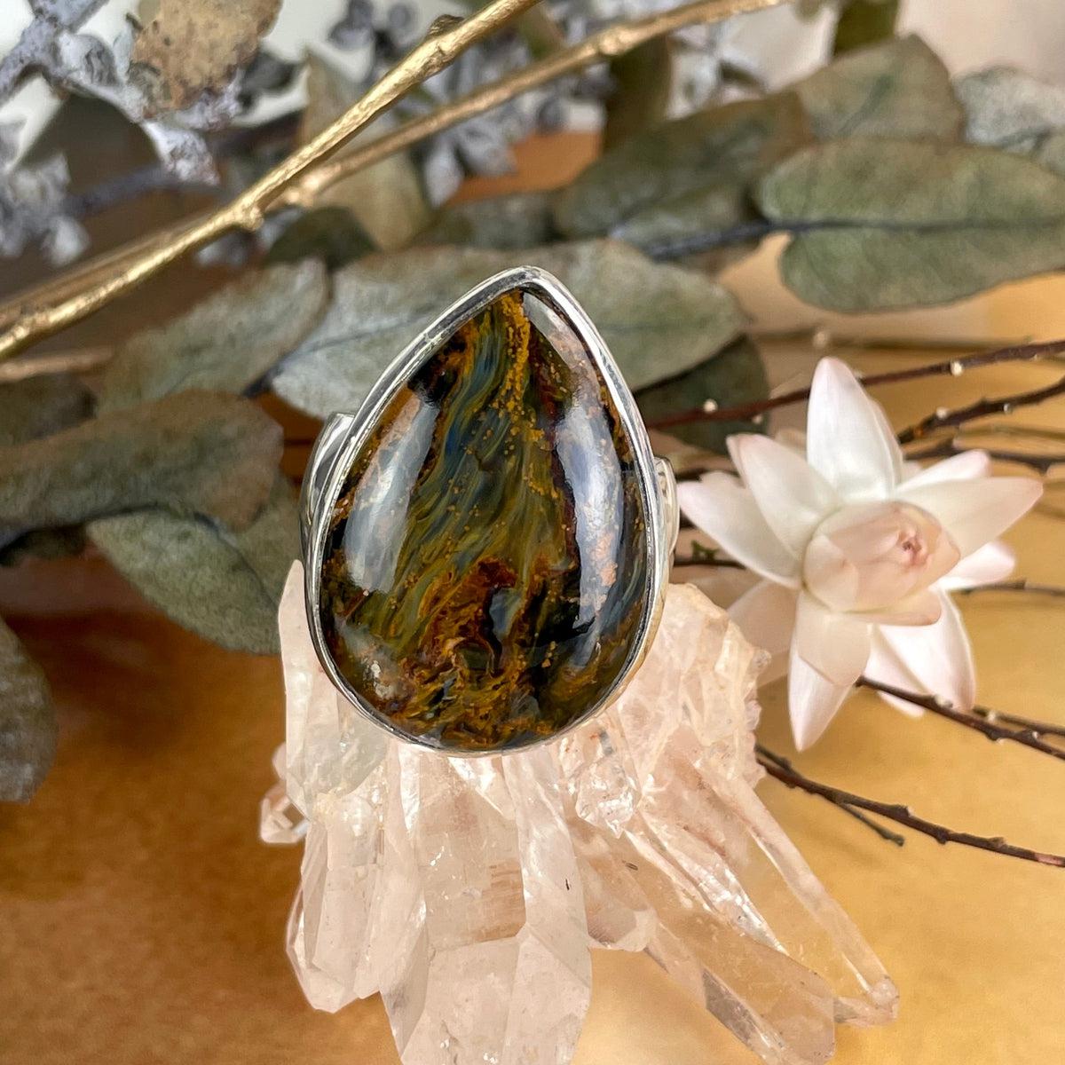 Gold and Navy Crystal Ring
