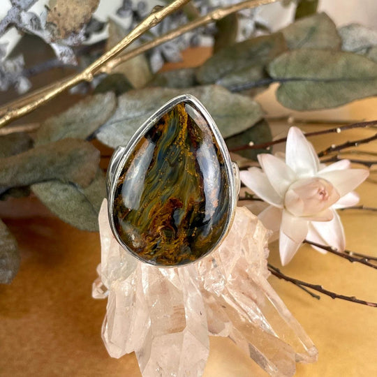 Pietersite Teardrop Ring