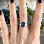 Emerald Cut Blue Crystal Ring