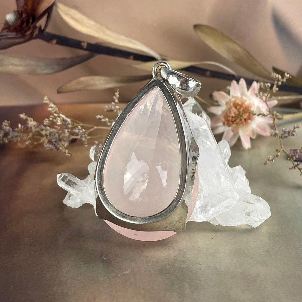 Very Large Pink Quartz Pendant