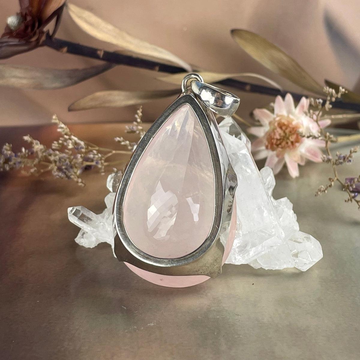 Very Large Pink Quartz Pendant