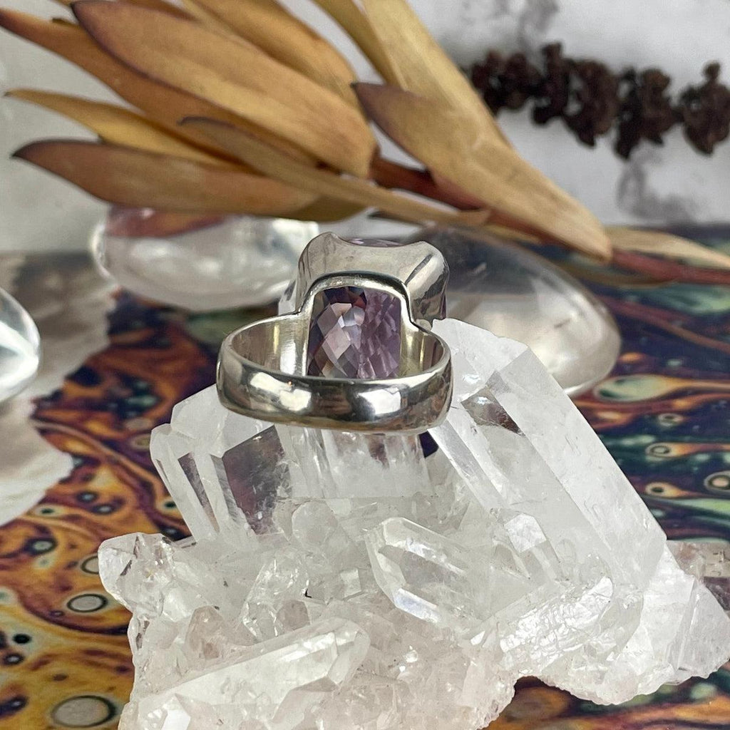 Purple Crystal Silver Ring