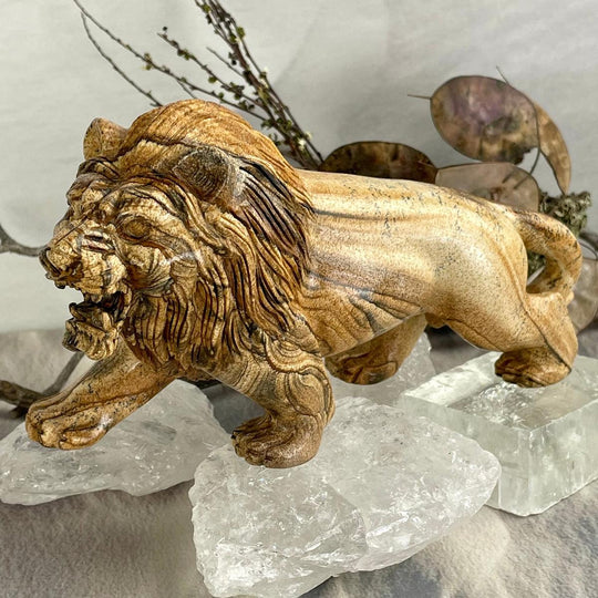 Jasper Lion Large Hand Carved Sculpture