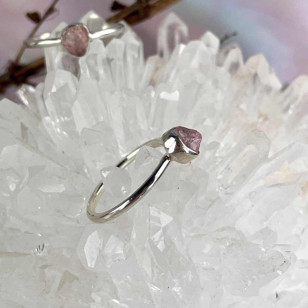 Pink Quartz Silver Ring