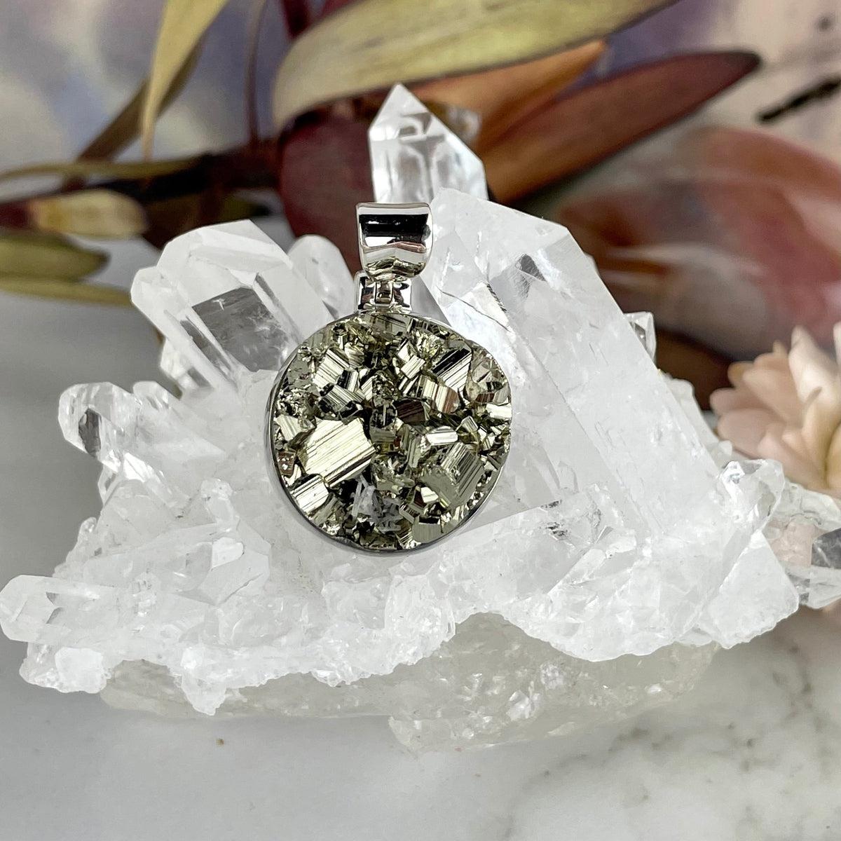 Iron Pyrite Silver Pendant