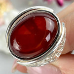Red Amber Wide Band Ring
