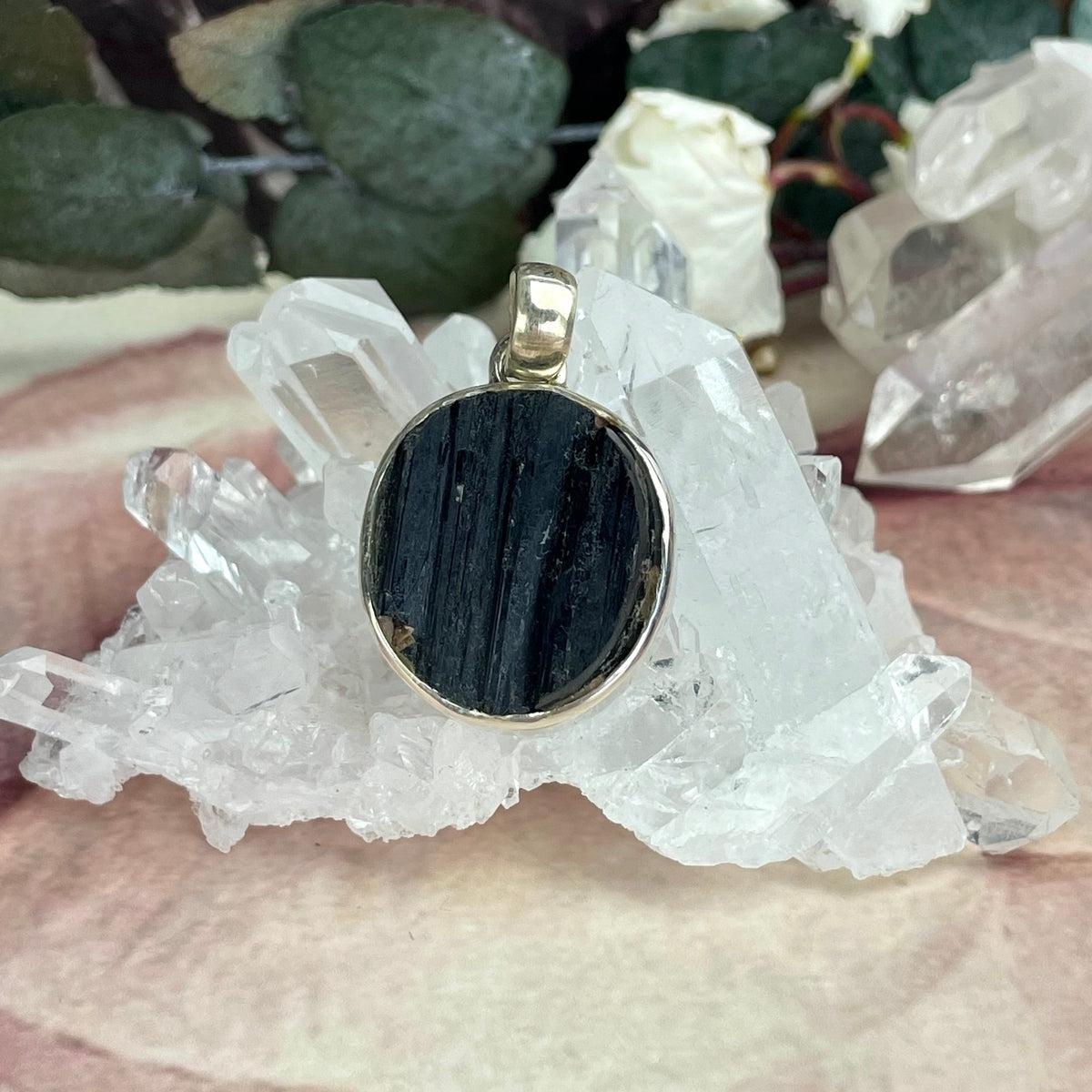Round Black Tourmaline Pendant