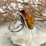 Open Size Modern Amber Ring