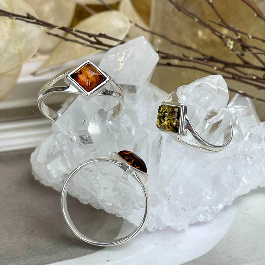 Baltic Amber Square Ring