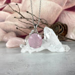 Pink Crystal Silver Pendant