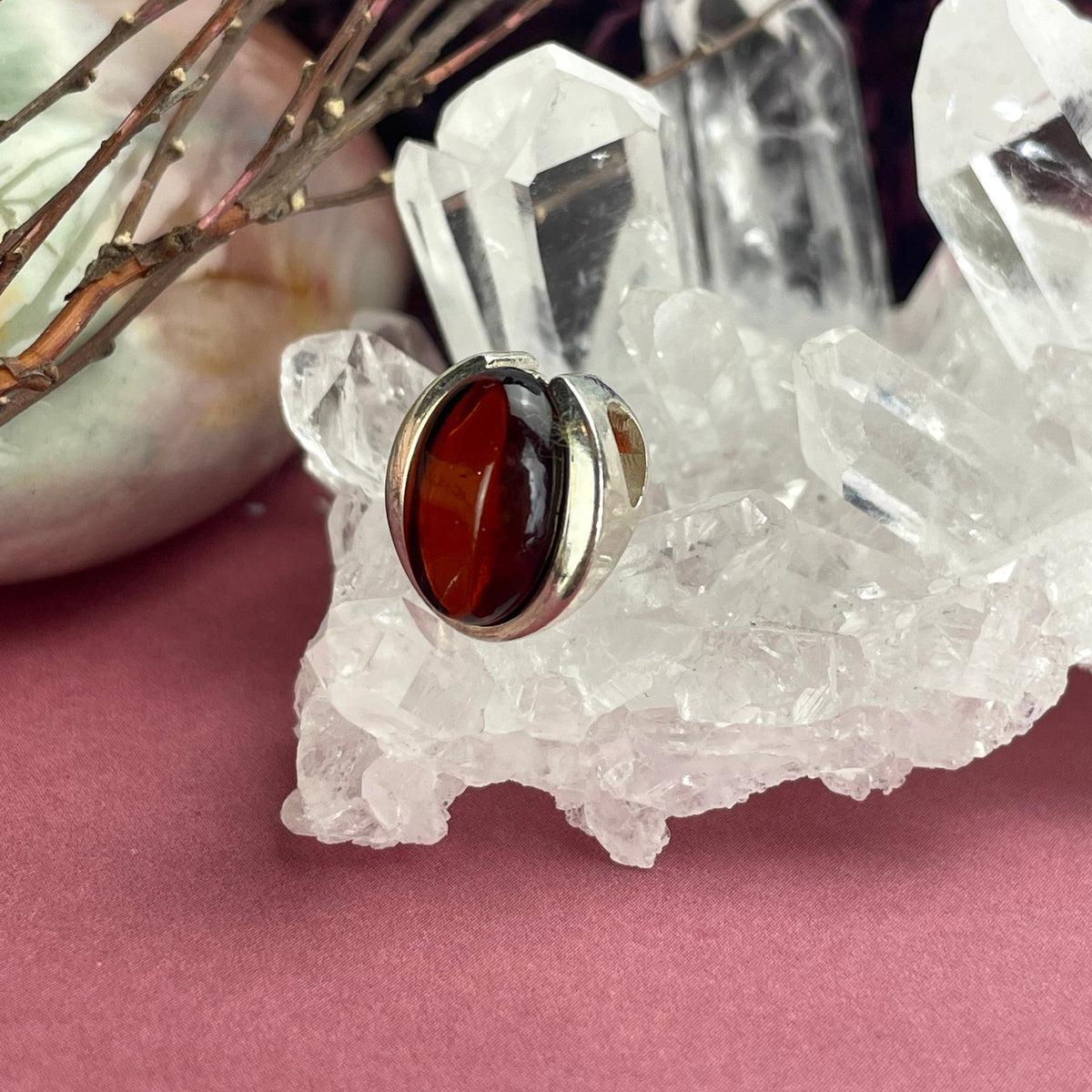 Cognac Amber Silver Pendant