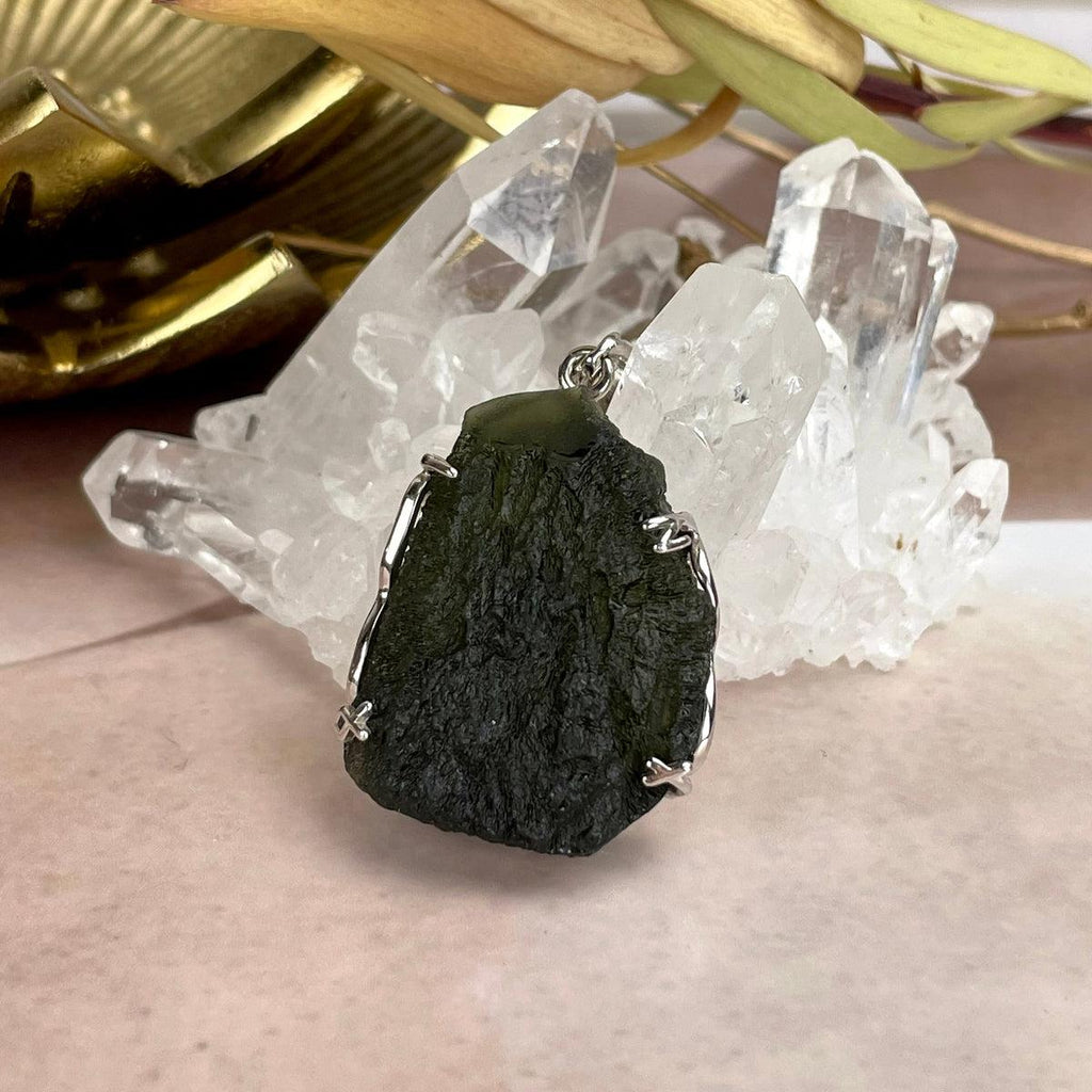 Large Raw Moldavite Pendant