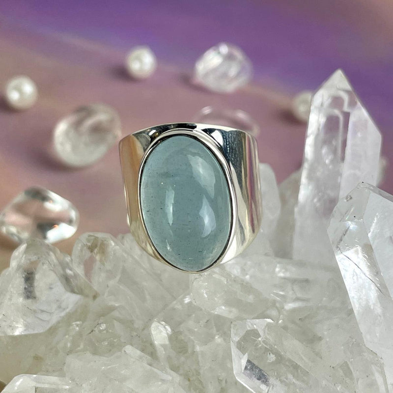 Oval Aquamarine Silver Ring