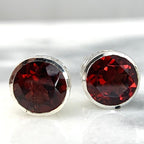 Brilliant Cut Garnet Stud Earrings