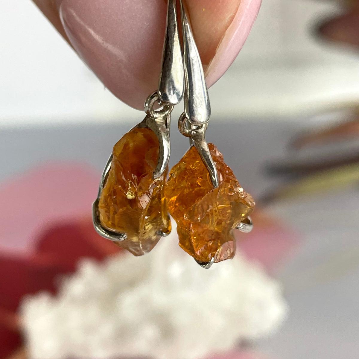 Rough Citrine Crystal Earrings