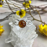 Orange Amber Silver Ring