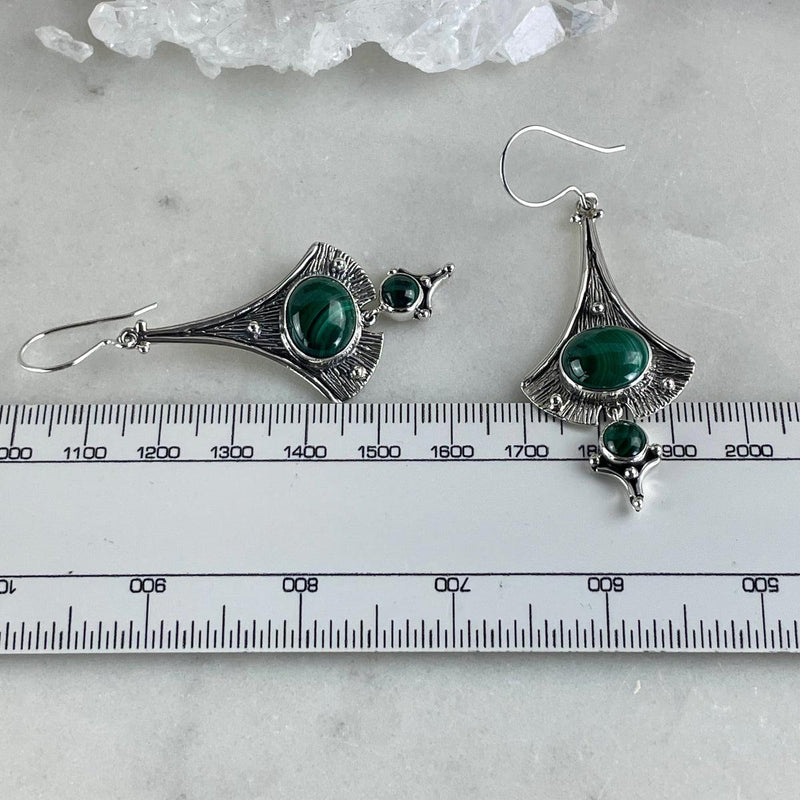 Green Stone Silver Earrings