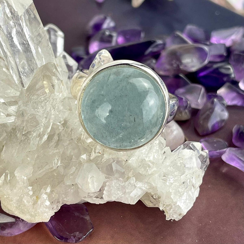 Round Aquamarine Dome Ring