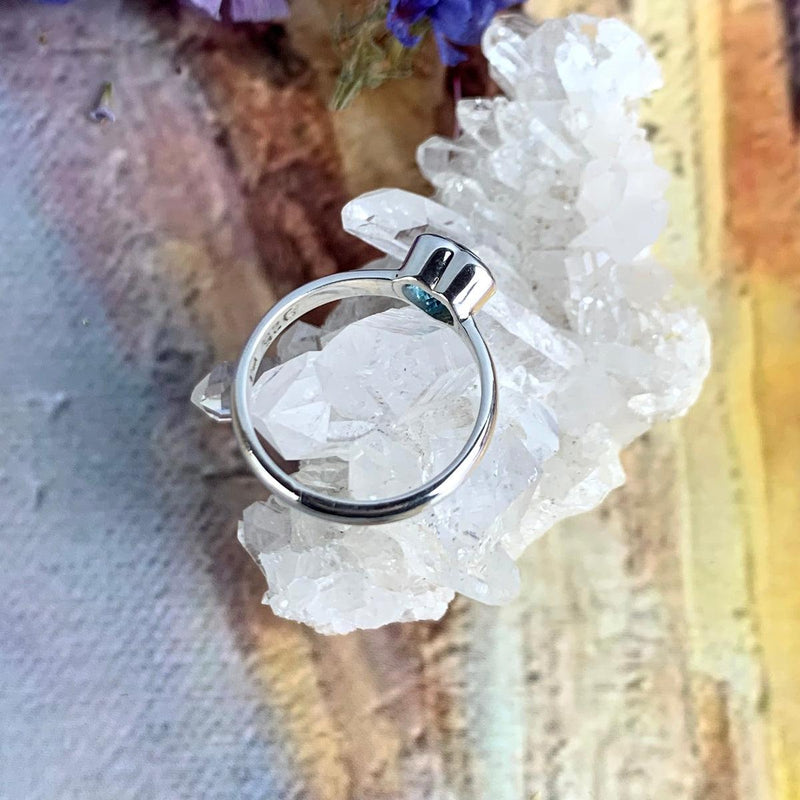 Gemstone Heart Silver Ring