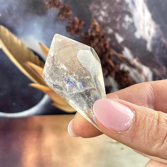 Ethically Sourced Clear Quartz Healing Wand With Rainbow Inclusions