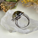 Large Amber Cabochon Silver Ring