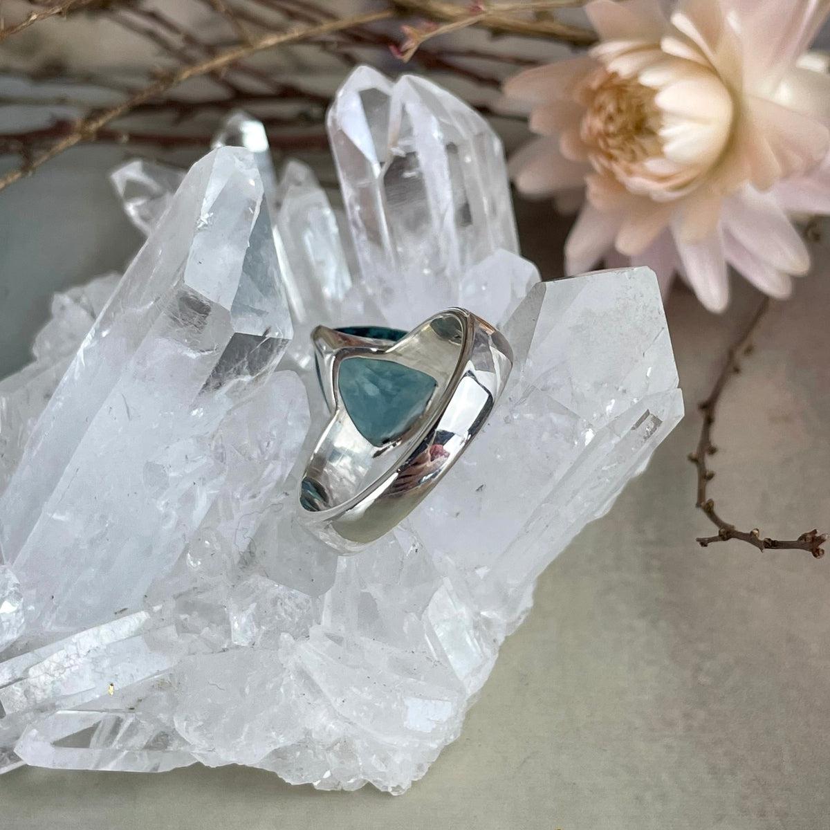 Trillion Cut Fluorite Ring