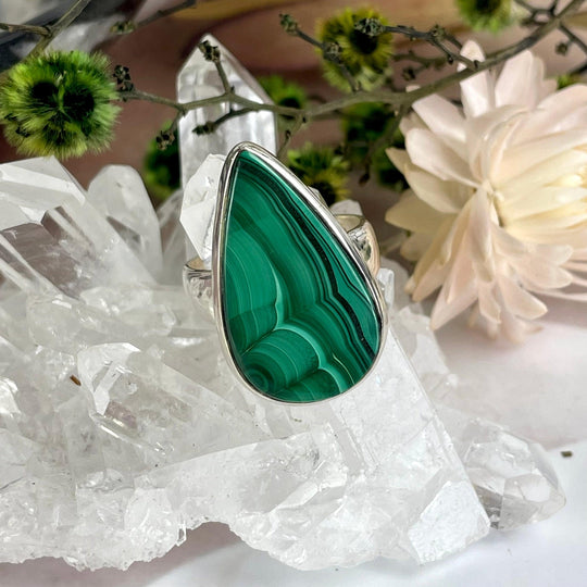 Malachite Teardrop Ring