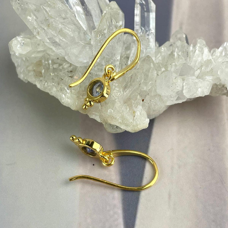 Blue Crystal Gold Earrings