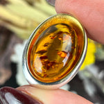 Gold And Silver Oval Amber Pendant