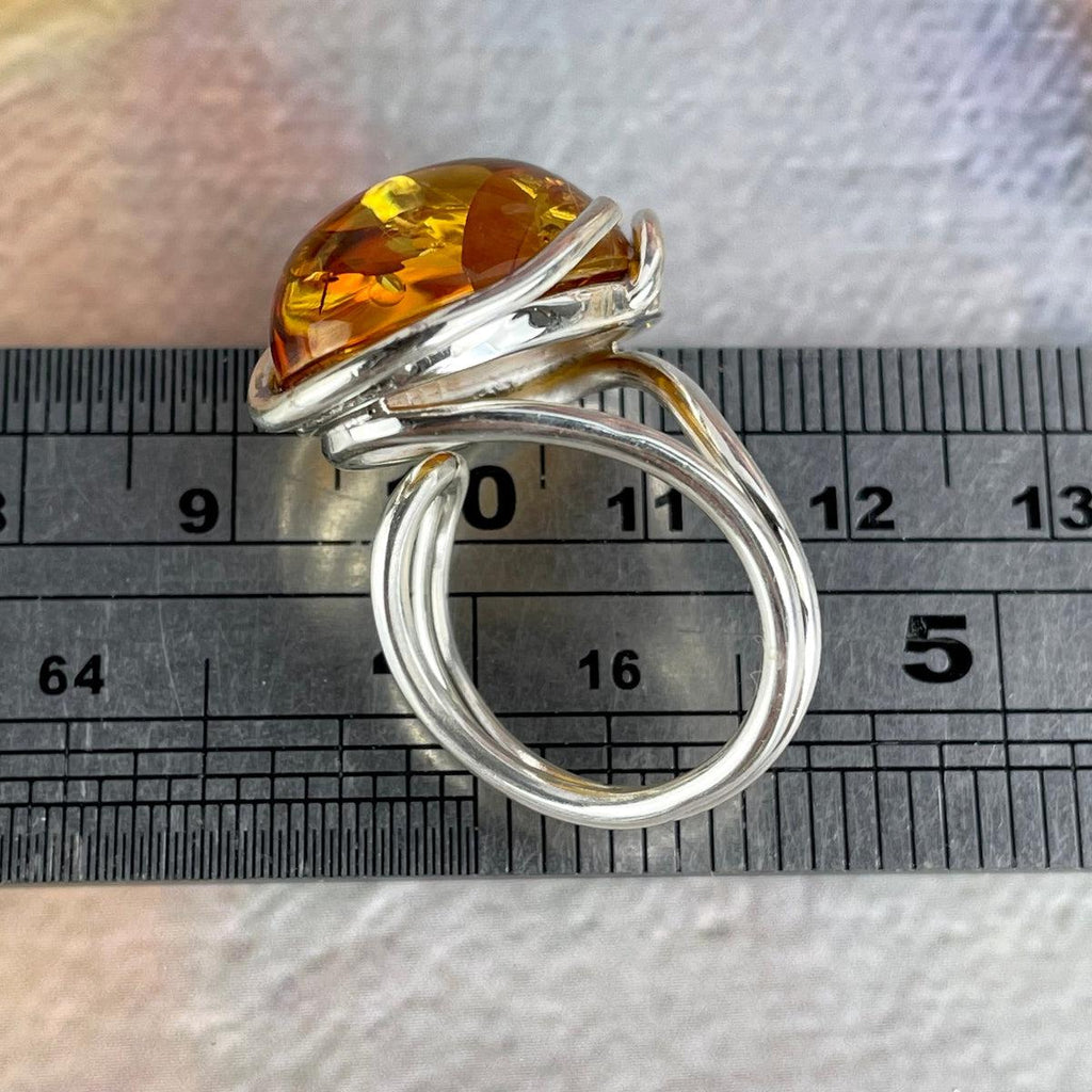 Large Amber Stone Ring