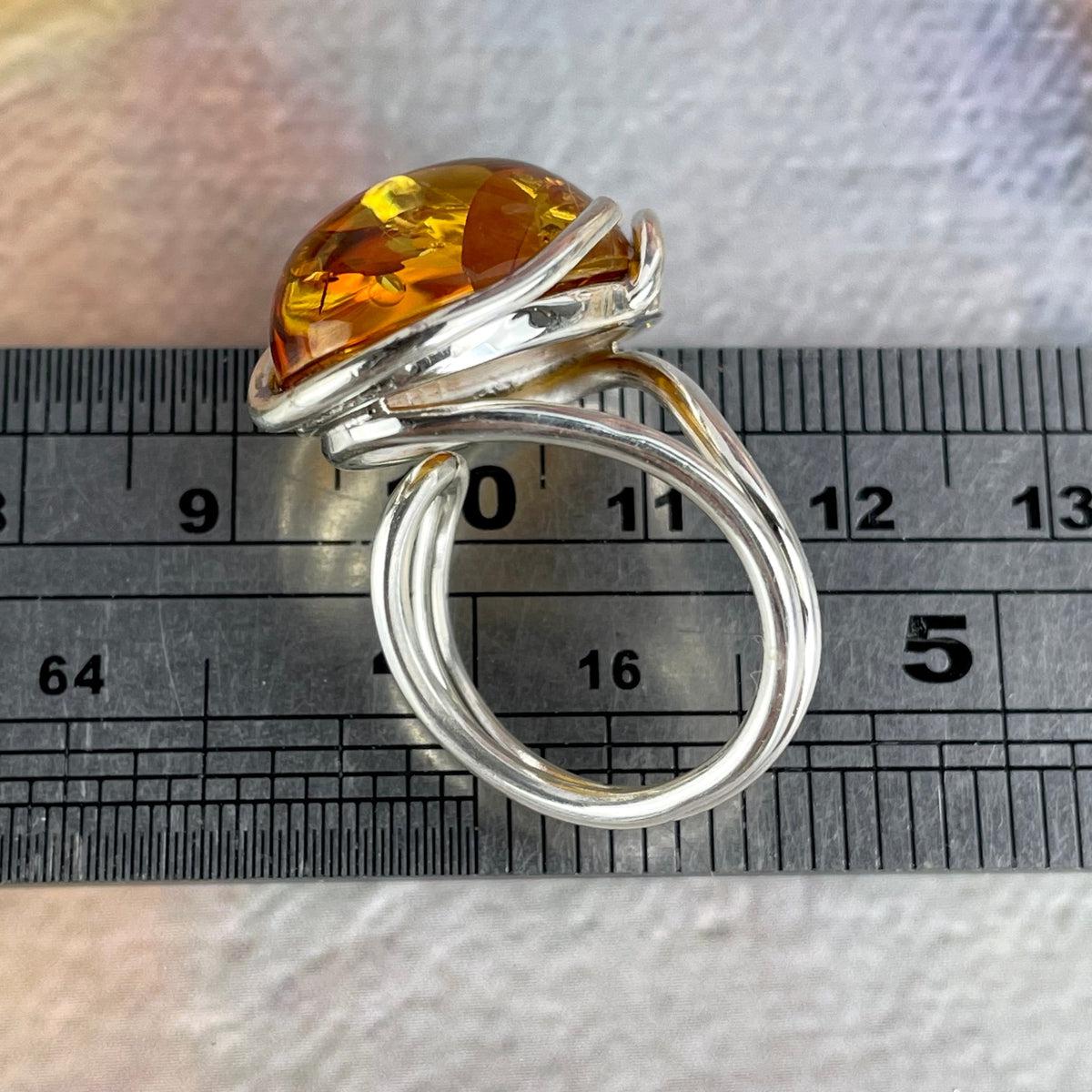 Large Amber Stone Ring