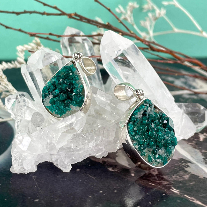 Dioptase Sterling Silver Pendant