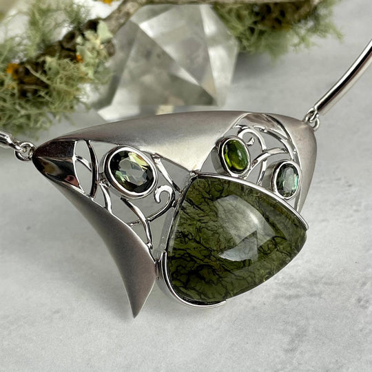 Moldavite Contemporary Large Necklace by Janusz Szkutnik