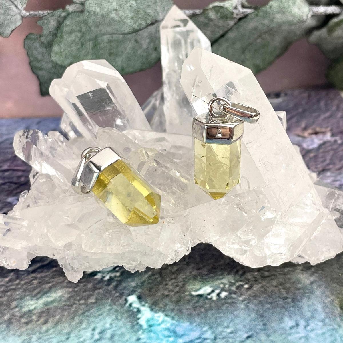 Lemon Quartz Crystal Point Pendant
