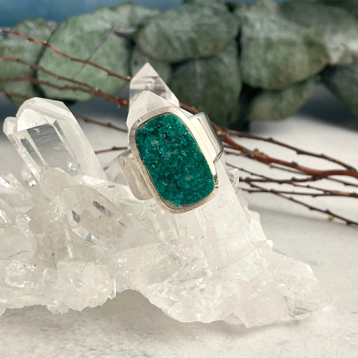 Green Crystal Druzy Ring