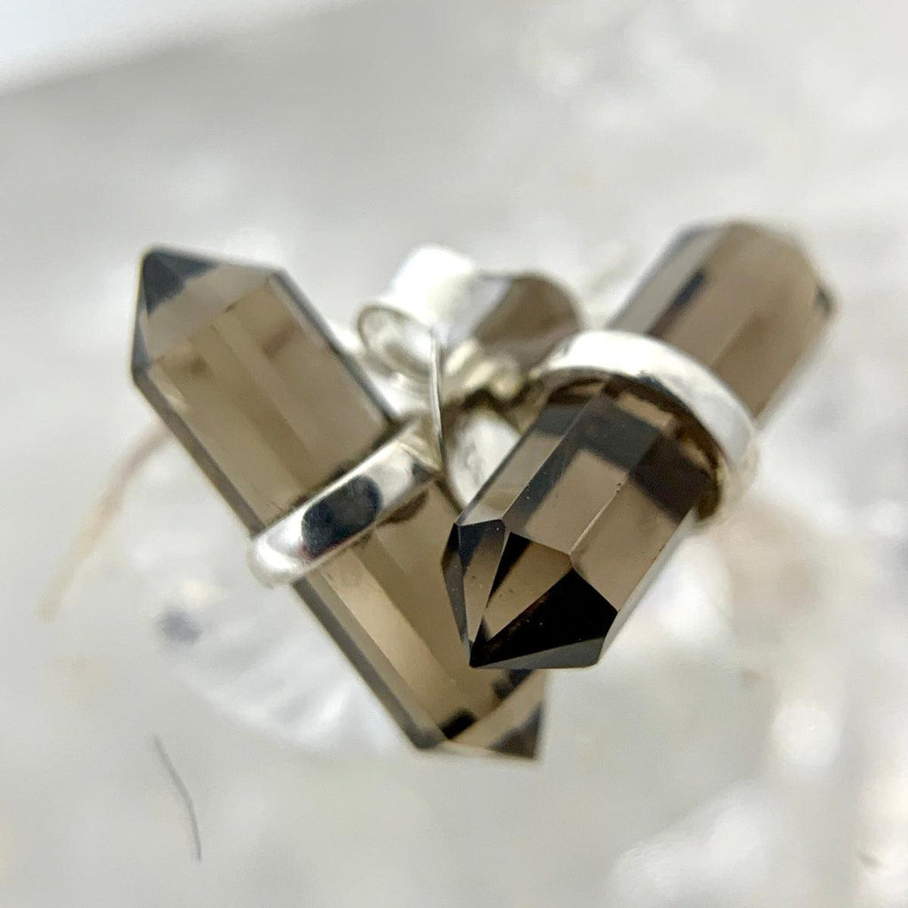 Smokey Quartz Crystal Point Studs